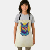 Blaue Katze mit orangefarbener Brille Schürze (Insitu)