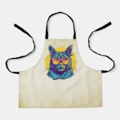 Blaue Katze mit orangefarbener Brille Schürze (Vorderseite)