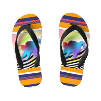Blaue Katze mit Streifen Kinderbadesandalen