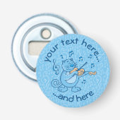 Blaue Katze mit Violin Button Flaschenöffner (Vorderseite)