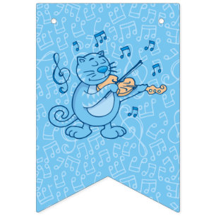 Blaue Katze mit Violin-Jagdfahnen Wimpelkette