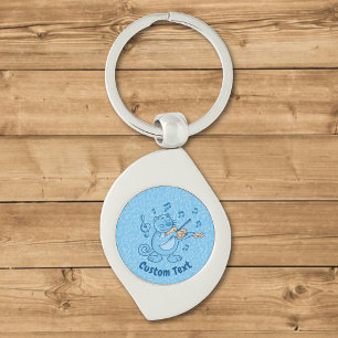 Blaue Katze mit Violin-Schlüsselanhänger Schlüsselanhänger