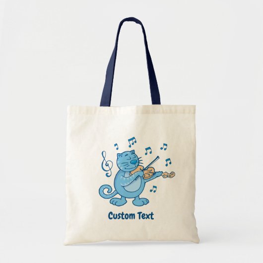 Blaue Katze mit Violin Tote Tasche (Vorne)