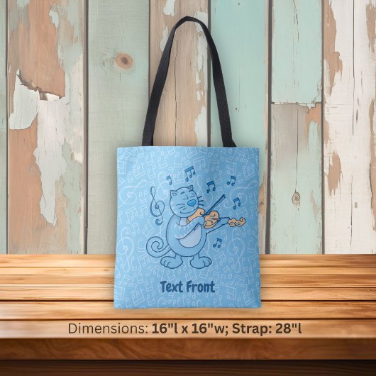 Blaue Katze mit Violin Tote Tasche