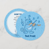 Blaue Katze mit Violine Einladung (Vorne/Hinten)