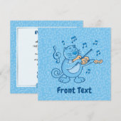Blaue Katze mit Violine Einladung (Vorne/Hinten)