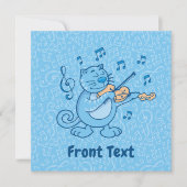 Blaue Katze mit Violine Einladung (Vorderseite)