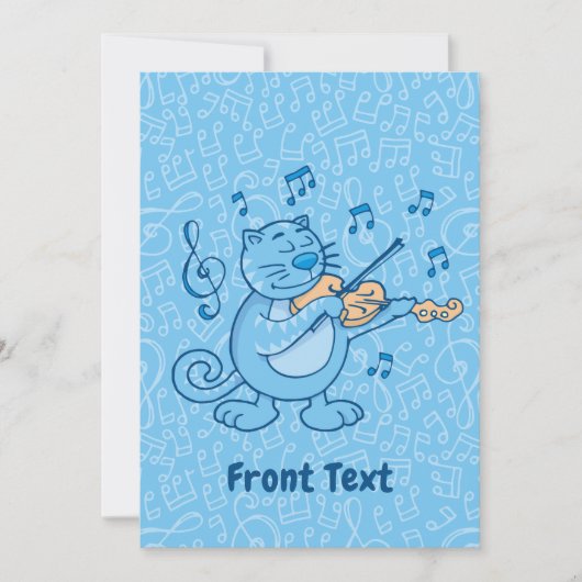 Blaue Katze mit Violine Einladung (Vorderseite)