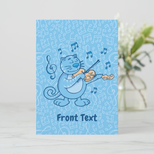 Blaue Katze mit Violine Einladung (Stehend Vorderseite)