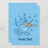 Blaue Katze mit Violine Einladung (Vorne/Hinten)