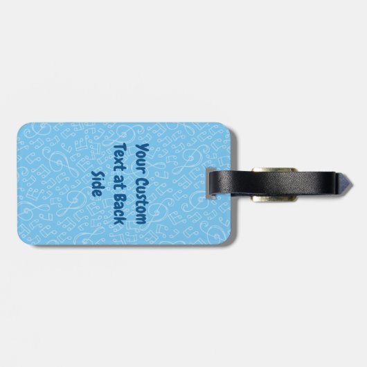 Blaue Katze mit Violine Gepäckanhänger (Rückseite horizontal)