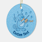 Blaue Katze mit Violine Keramik Ornament (Links)