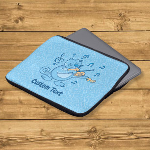 Blaue Katze mit Violine-Laptop-Sieb Laptopschutzhülle