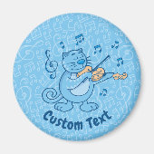 Blaue Katze mit Violine Magnet (Vorne)