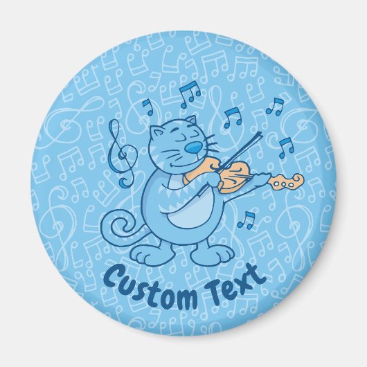 Blaue Katze mit Violine Magnet (Vorne)