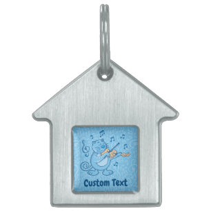 Blaue Katze mit Violine Pet ID-Tag Tiermarke