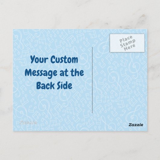 Blaue Katze mit Violine Postkarte (Rückseite)