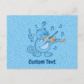 Blaue Katze mit Violine Postkarte (Vorderseite)