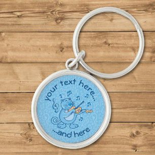 Blaue Katze mit Violine-Schlüsselanhänger Schlüsselanhänger