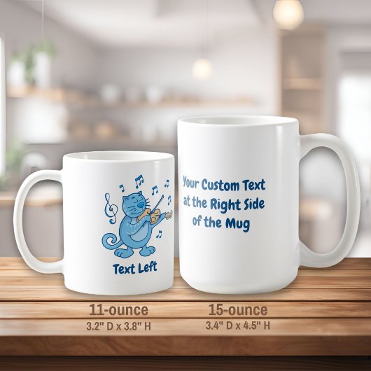 Blaue Katze mit Violine-Tasse Tasse