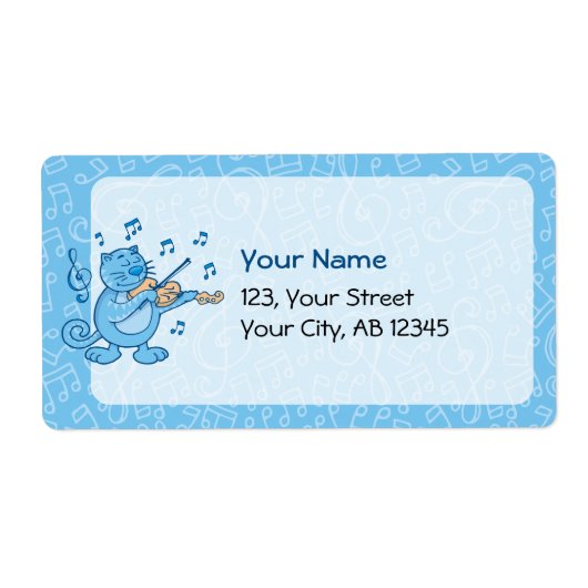 Blaue Katze mit Violinetikett (Vorne)