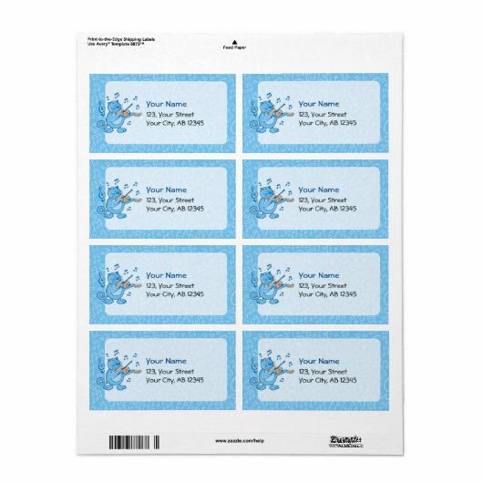 Blaue Katze mit Violinetikett (Vorne)