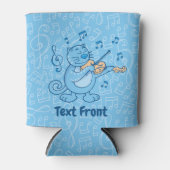 Blaue Katze mit Violinflasche Cooler Dosenkühler (Vorderseite)