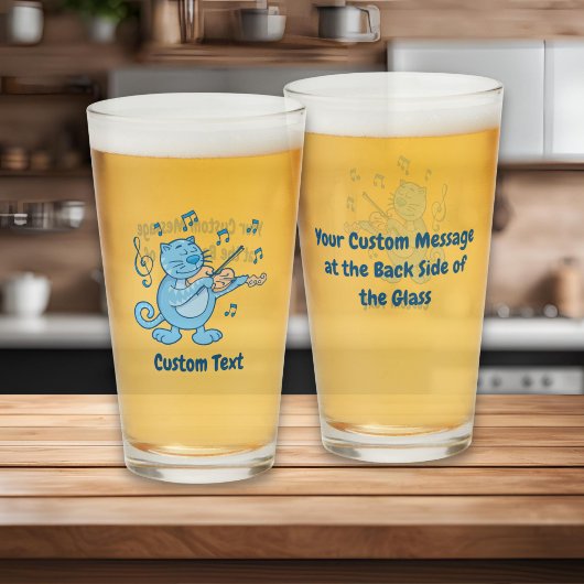 Blaue Katze mit Violinglas Glas