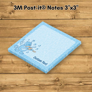Blaue Katze mit Violinnoten Post-it Klebezettel
