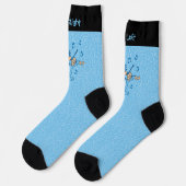 Blaue Katze mit Violinsocken Socken (Linkes Detail)