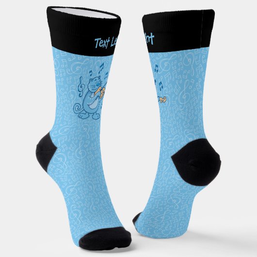 Blaue Katze mit Violinsocken Socken (Gewinkelt)