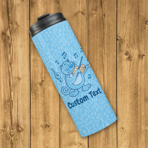 Blaue Katze mit Violinthermaltumbler Thermosbecher