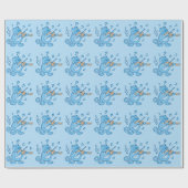 Blaue Katze mit Violinumschlagpapier Geschenkpapier (Flach)
