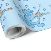Blaue Katze mit Violinumschlagpapier Geschenkpapier (Rolleneckpunkt)