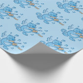 Blaue Katze mit Violinumschlagpapier Geschenkpapier (Ecke)