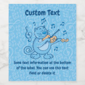Blaue Katze mit Violinweinetikett Weinetikett (Einzelnes Label)