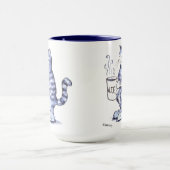 Blaue Katze mit WTF Tasse (Zentrum)