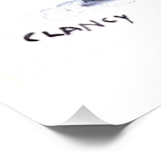 Blaue Katze mit WTF-Tasse Poster (Ecke)