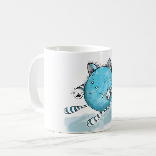 Blaue Katze - Monster-Tasse Kaffeetasse (Vorderseite Links)