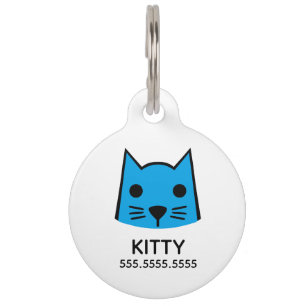Blaue Katze, Personalisierte Haustierdetails und Q Haustiermarke