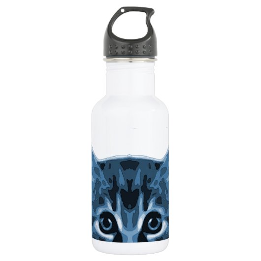 Blaue Katze Purrr! Trinkflasche (Vorderseite)