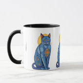 Blaue Katze Sonnenaufgang Tasse (Links)