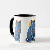 Blaue Katze Sonnenaufgang Tasse (Vorderseite Links)