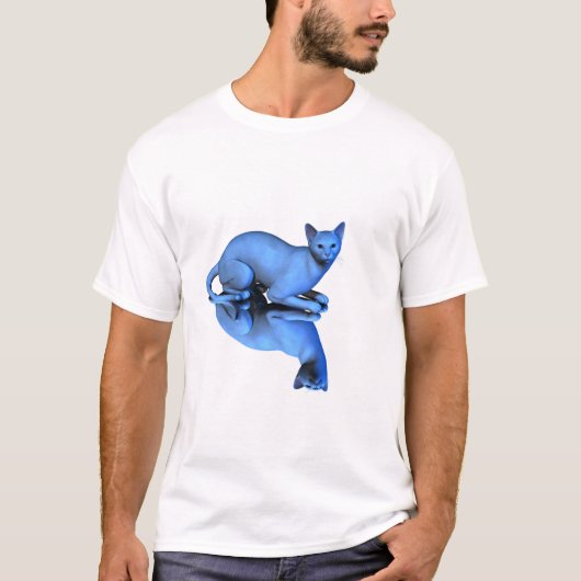 Blaue Katze T-Shirt (Vorderseite)