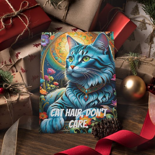 Blaue Katze und Blütenoase Postkarte