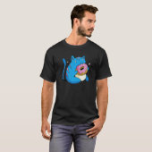 Blaue Katze und Donuts T-Shirt (Vorne ganz)