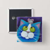 Blaue Katze und Maustaste Button (Vorne & Hinten)