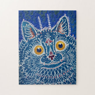 Blaue Katze Vintage-Kunstpuzzle Puzzle