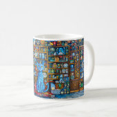 Blaue Katze von Farbiger Regal Kaffeetasse (VorderseiteRechts)