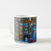 Blaue Katze von Farbiger Regal Kaffeetasse (Vorderseite Links)